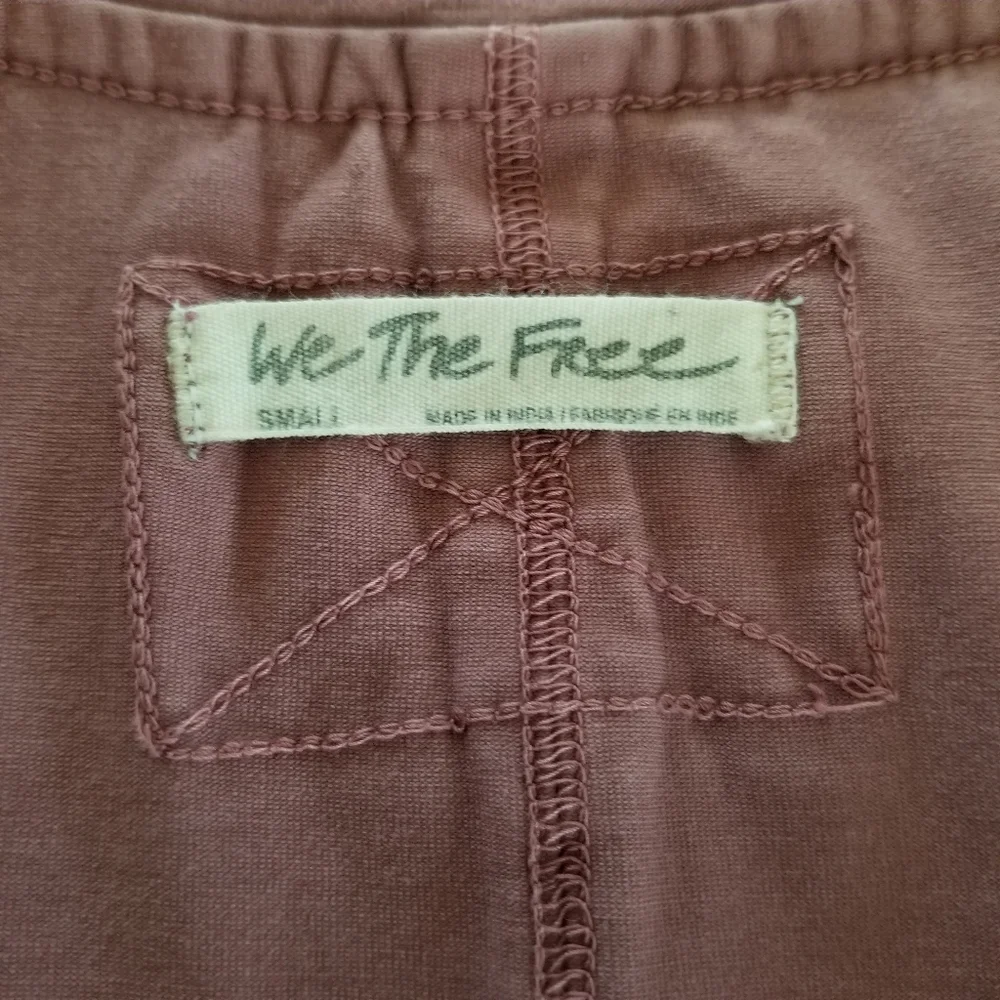 We The Free Pink Mauve Slouchy Oversized Cropped V Neck Top Size S